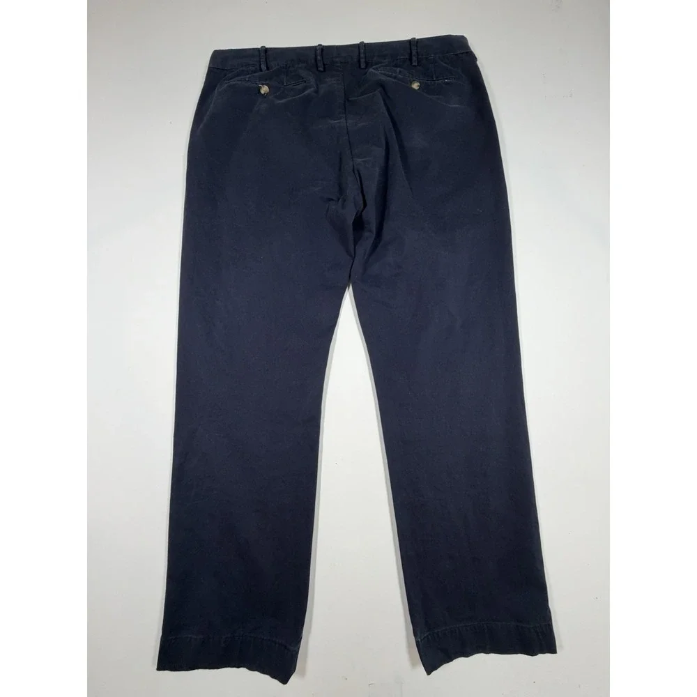 Polo Ralph Lauren Pants Men 38x30 Navy Blue Stretch Classic Fit Flat Front